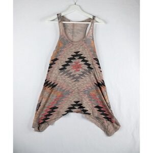 Enti‎ Clothing Southwestern Knit Tank Top Womens Small Tan Handkerchief Hem boho